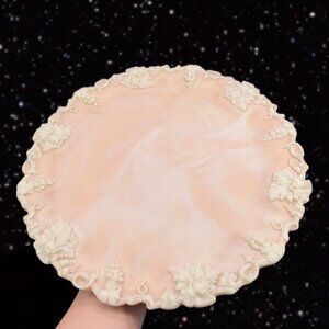 Incolay Plate Raised Grape Vine Icing Edge Genuine Incolay Stone USA Large 11”W
